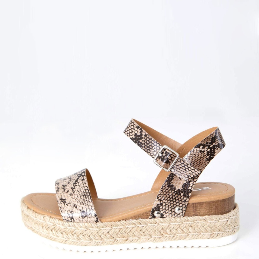 NEW🔥 Snake Espadrille Platform Wedge Heel Sandals - Picture 4 of 6